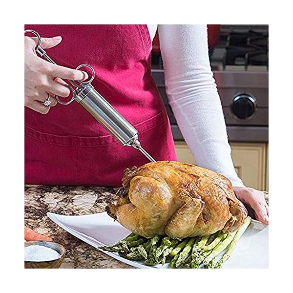 BBQ Bratenspritze Marinade Injector 60ml mit 3 Nadeln Marinadenpinsel, Edelstahl 304 Marinadenspritze Gewürzspritze… – Bild 8