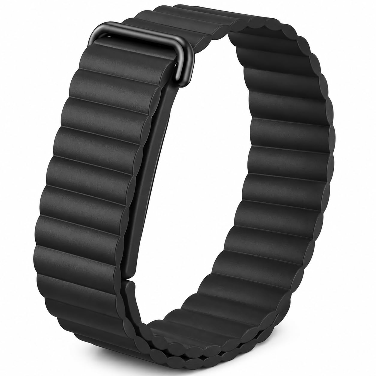 For Google Fitbit Air Silicone Breathable Sport Watch Strap for Gym Fitness | Loops Bracelet Magnetic Closure Soft Comfort Stylish Texture Wide Fit Range Color Options(black) — image 1