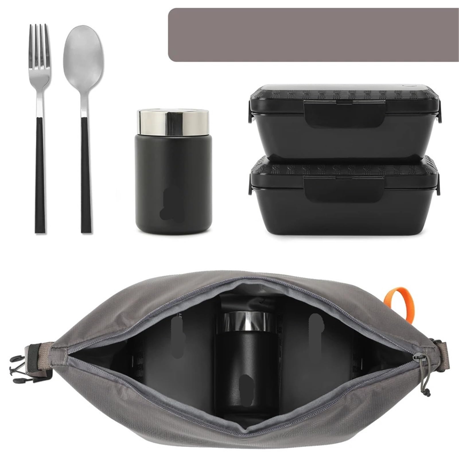 Bolsa termica Bolsas de almuerzo mayor capacidad, contenedores comida a prueba fugas, bolsa Bento mano for trabajo, oficina, Picnic, 1 ud para Exteriores(Black)