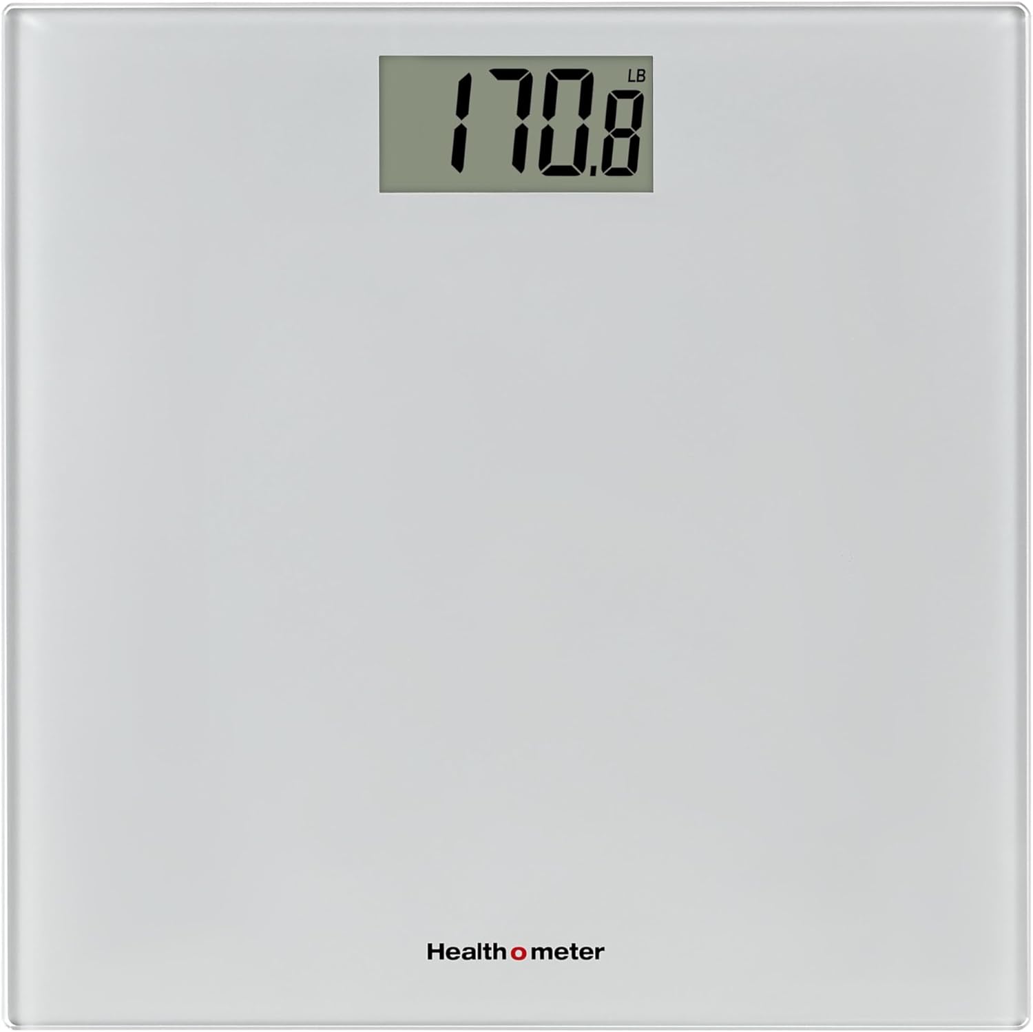 Health o meter Compact Digital Glass Bathroom Scale – 450 lb Capacity, 4 Load Cells, 3.2" LCD Display, Tempered Glass Platform, Auto Shut-Off, Low Battery Indicator, Non-Skid Feet, 5-Year Warranty
