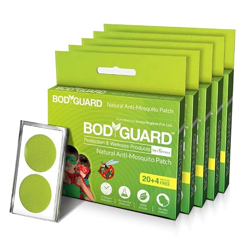 Bodyguard Natural Mosquitoes Repellent Patches | Bug Repellent Patches | Premium Mosquito Patches for Kids, Adults, Camping, Travel, Outdoors & Home Protection (6 X 24)