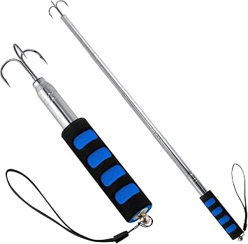 Pack of 1 Telescopic Fishing Gaff Stainless Steel Triple Hook Sea Fishing Spear Squid Gaff