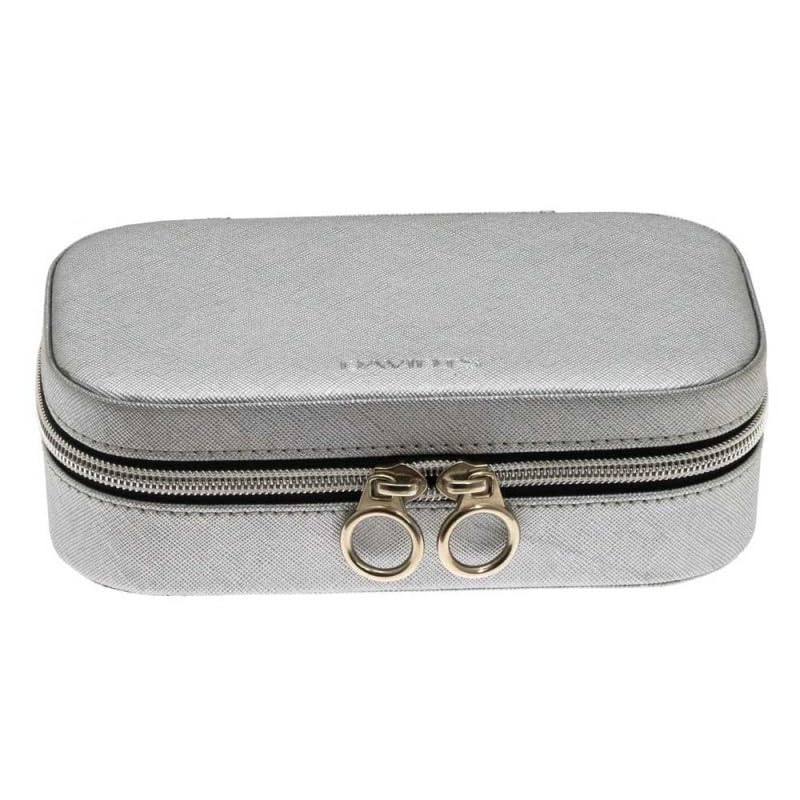 Davidts Zip'n go - Joyero rectangular (18 x 10,3 x 5,5 cm), color plateado, plata, 18 x 10,3 x 5,5 cm