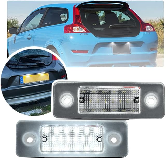 NSLUMO 2pcs LED License Plate Number Lights Compatible With Vo/lvo C30 2006-2013 White LED Car Lamp OEM#:31213991