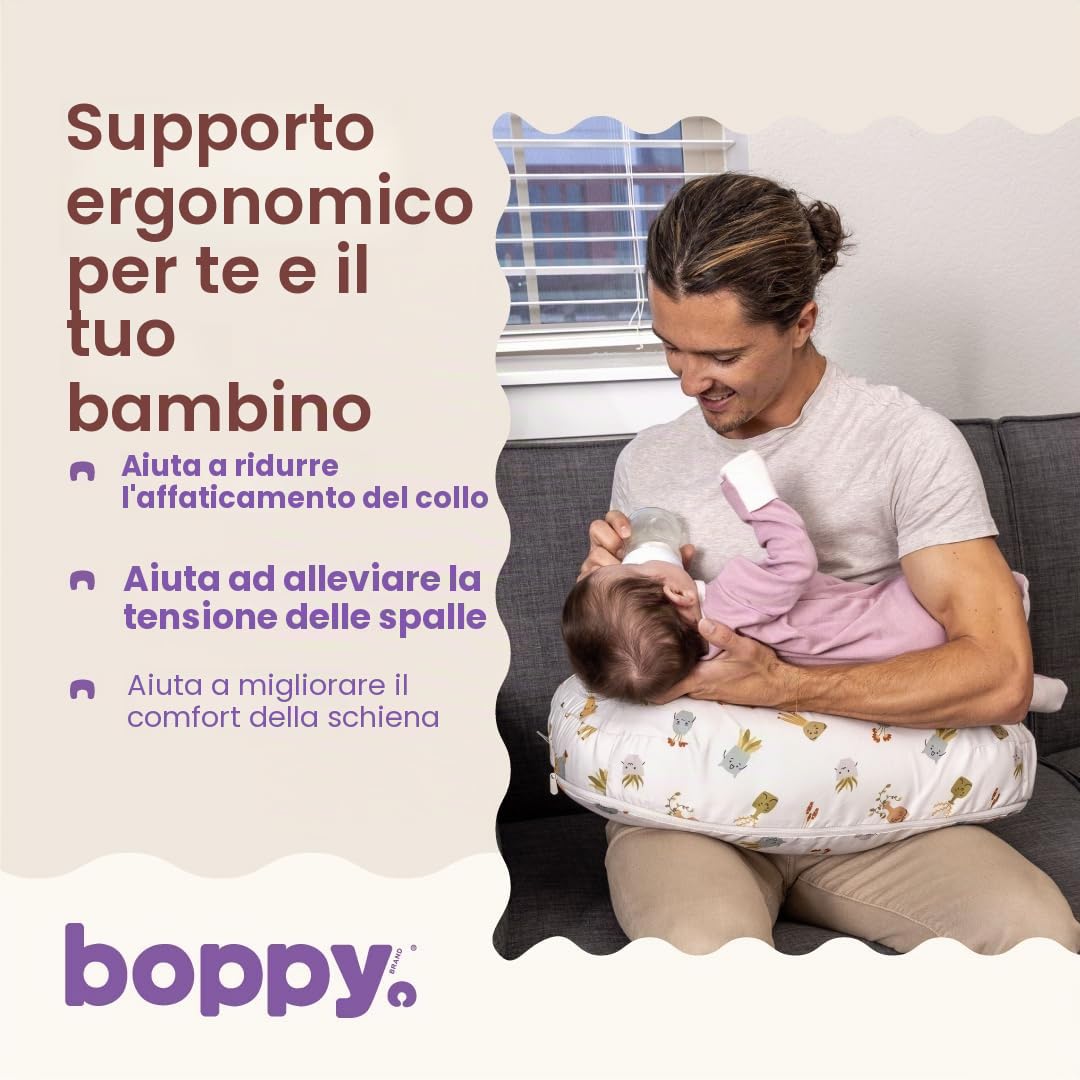 Boppy Cuscino per allattamento, con piante d'appartamento felici, più grande, più solido e di supporto per l'allattamento al seno e l'allattamento con biberon, riempimento più solido, sollevamento più