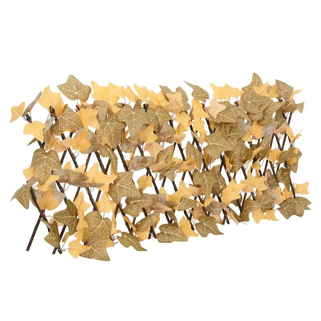 Traliccio con foglie d'acero artificiali, 5 pezzi, arancione, 180 x 30 cm, recinzione frangivista espandibile in legno e PVC, per giardino, balcone e terrazza