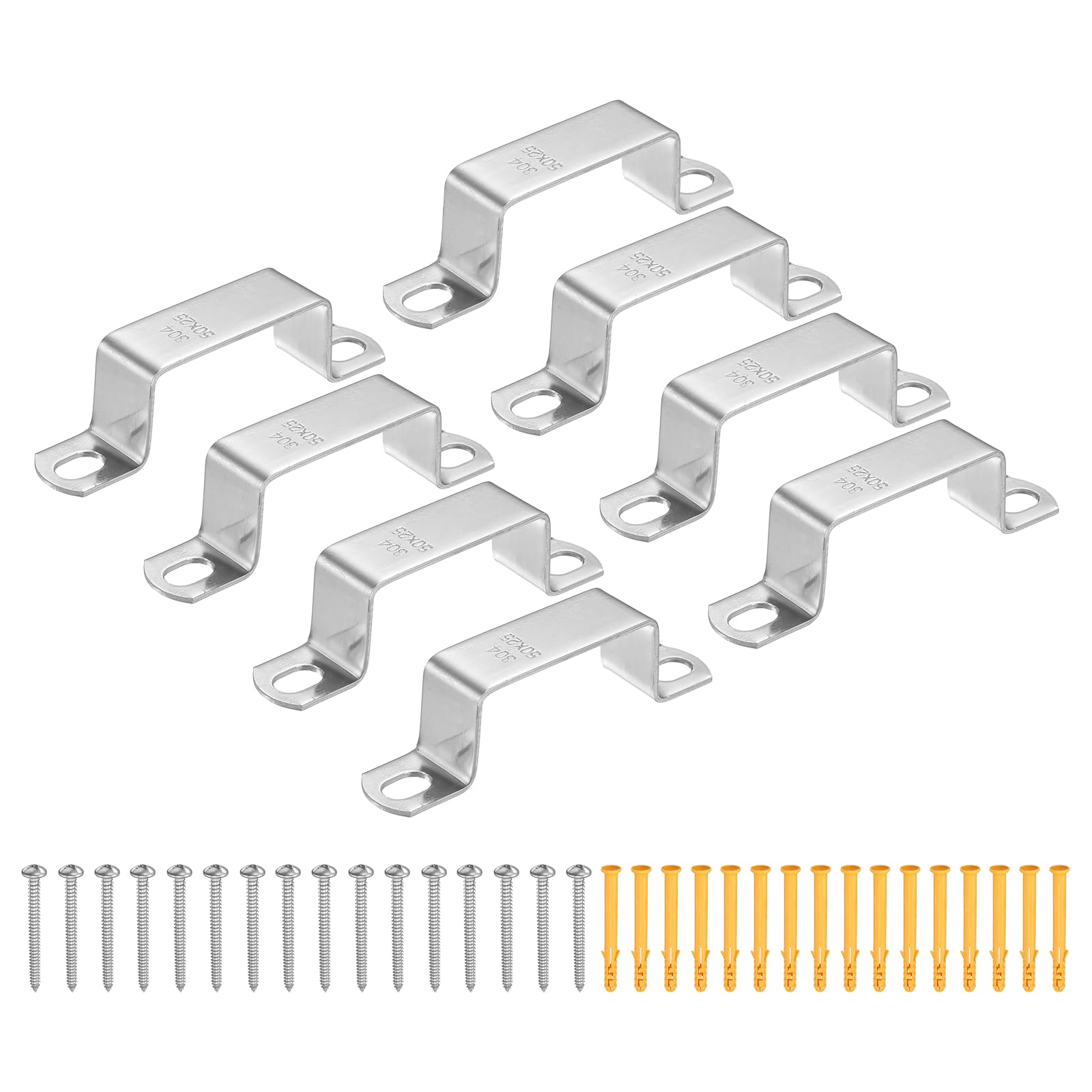 HARFINGTON 12 morsetti quadrati per tubi, 50 x 25 mm, in acciaio inox 304 | Morsetto a forma di U, staffa per connettore con fibbia a tubo quadrato con viti per tubo flessibile cavo recinzione ponte