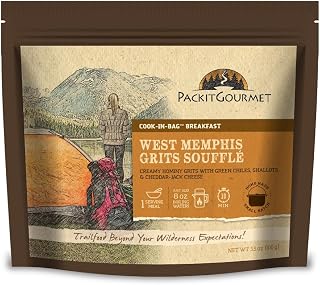 Packit Gourmet West Memphis Grits Soufflé | Premium Freeze Dried Backpacking & Camping Food | Large Portions | High Protein | Just Add Water Meal | All-Natural Ingredients | Made in USA | Freeze-Dried and Dehydrated Foods