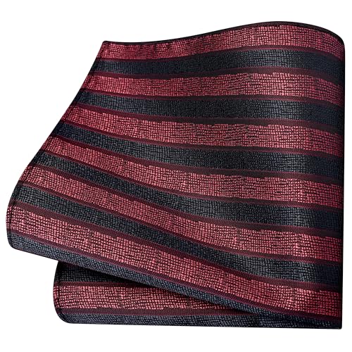 Image of GUSLESON 3.15 inch(8cm) Mens Stripe Tie and Lapel Pin Necktie Hankerchief Cufflinks Set for Men