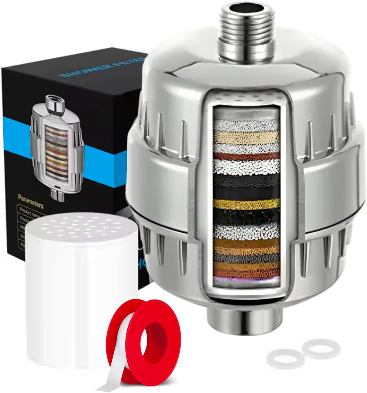 MARBETHOME- High Output Shower Filter – Helps Reduce Dry, Itchy Skin, Dandruff, and Eczema While Supporting Healthier Hair, Skin, and Nails – Chrome