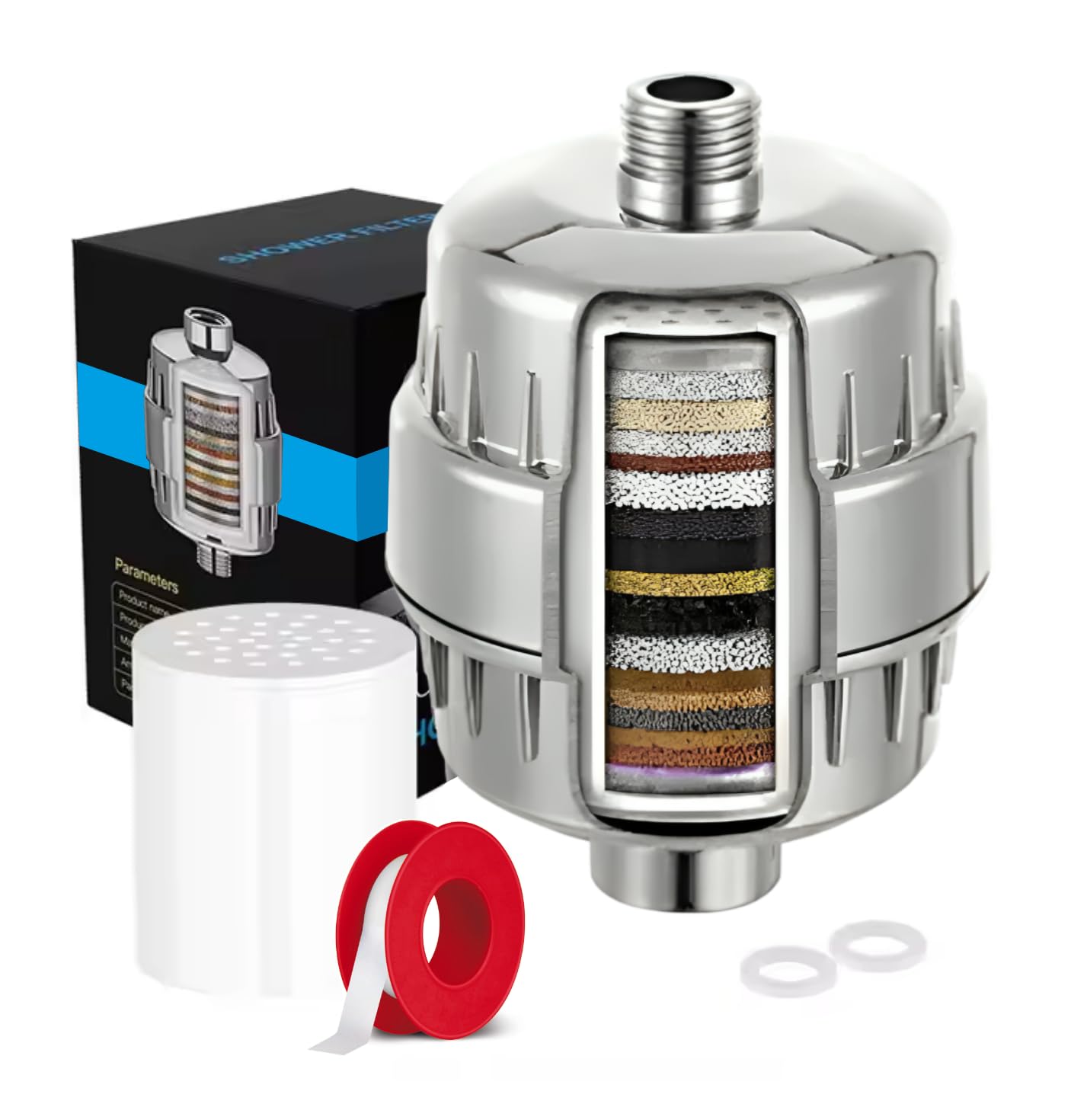 MARBETHOME- Shower Filter for Hard Water – 20-Stage Vitamin C & KDF Filtration – Removes Chlorine, Odors & Heavy Metals – Improves Skin & Hair – Easy Install Universal Fit