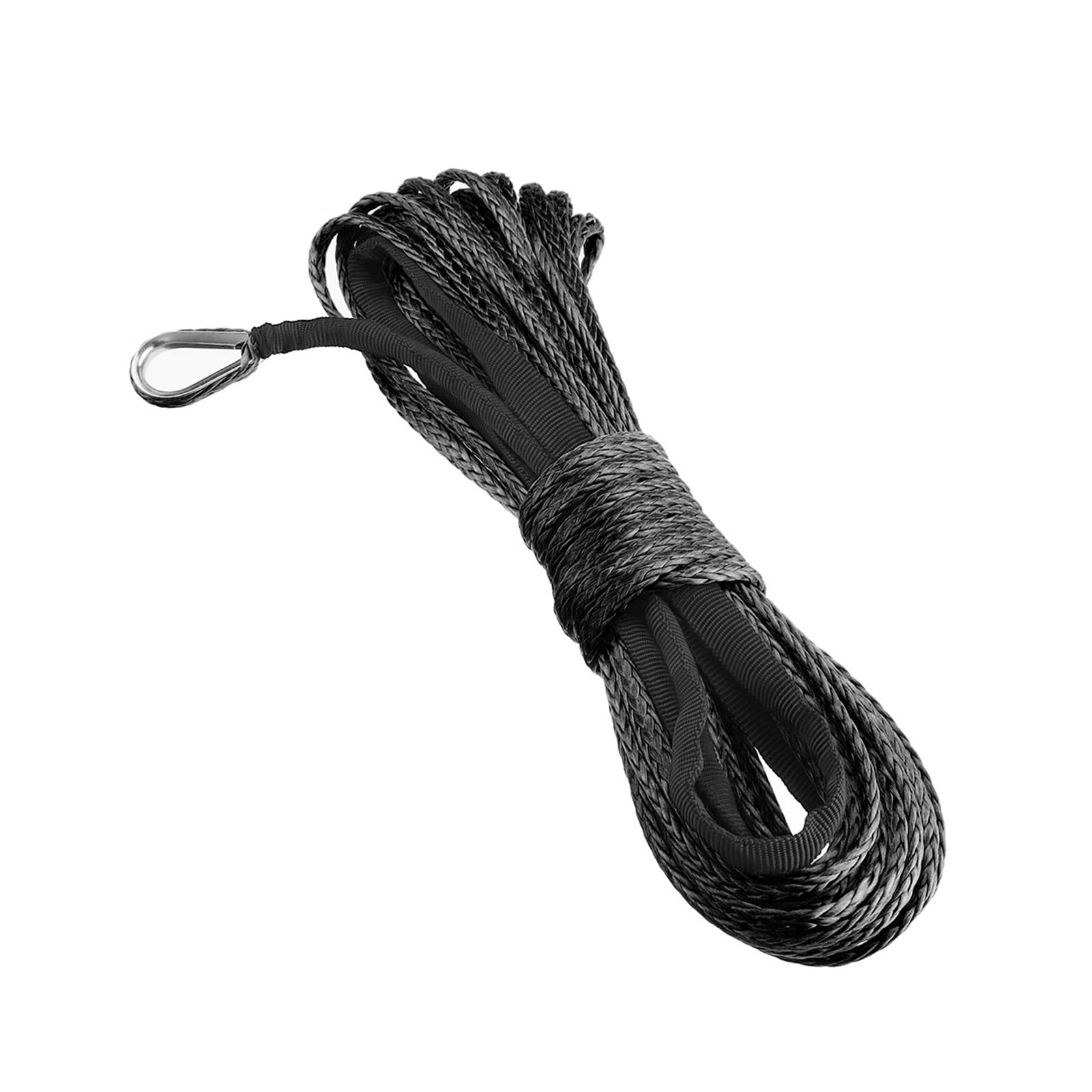Corde de treuil synthétique 15m noire pour cabestan ATV et remorquage UTV