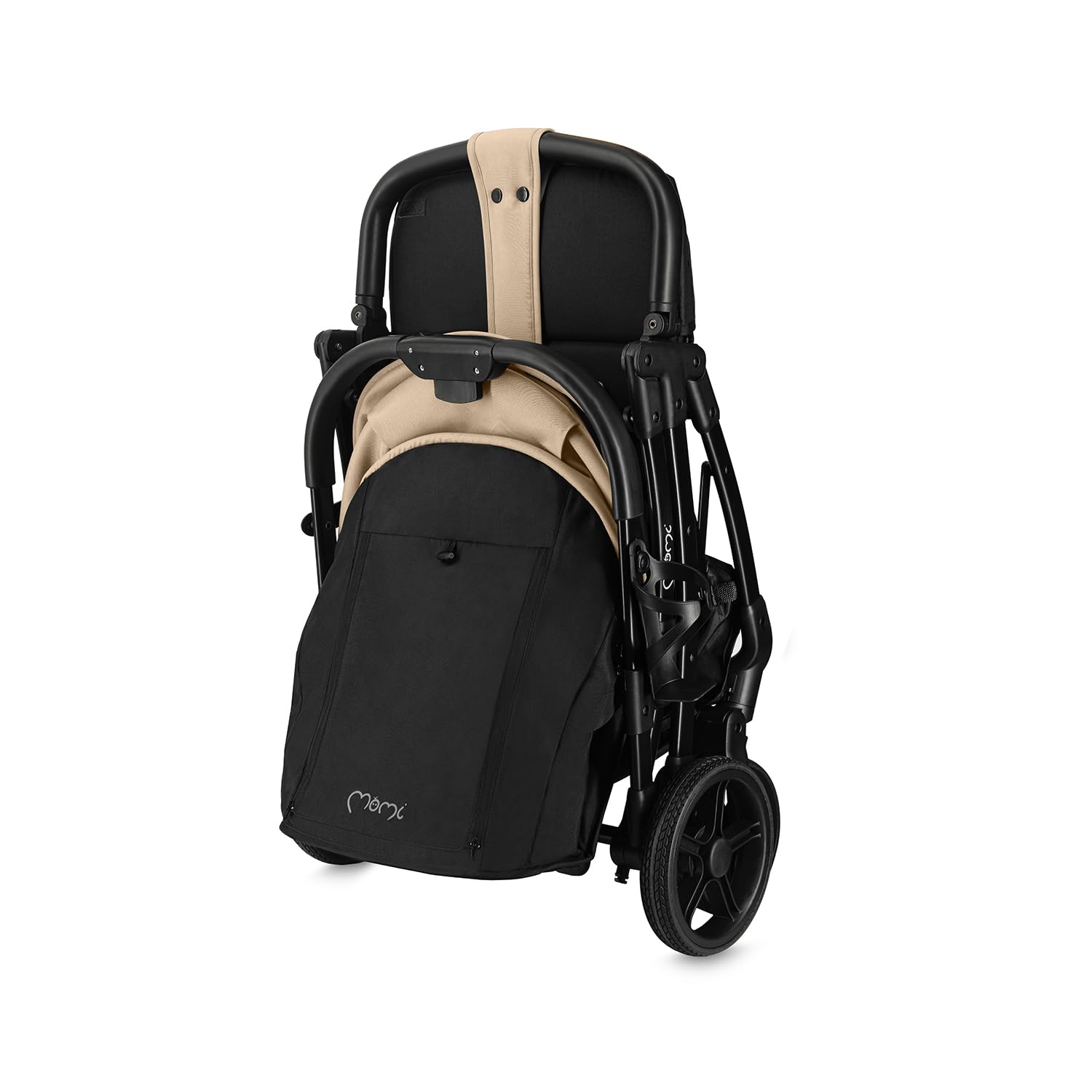 MoMi PAOLA Silla de Paseo Ligera y Compacta hasta 22 kg, Plegado Automático, Arnés de 5 Puntos, Ruedas con Suspensión, Cesta de Almacenamiento, Portavasos