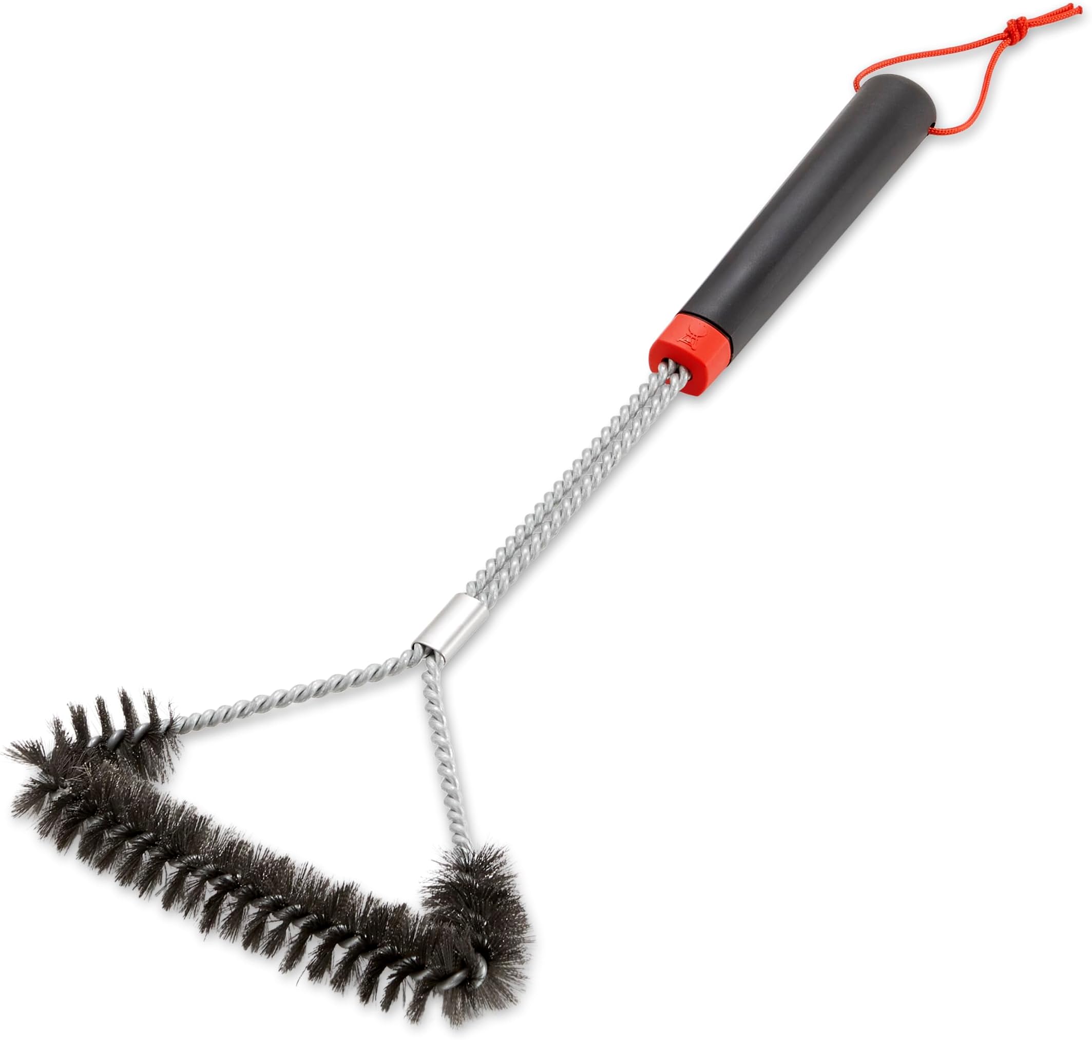 Weber Three-Sided Barbecue Brush 45 cm/BBQ Cleaning Tool, Removes Grease & Food Residue from Cooking Grates, Non-Slip Silicone Handle, Stainless Steel Bristles, 45.5 cm x 18 cm x 2.5 cm