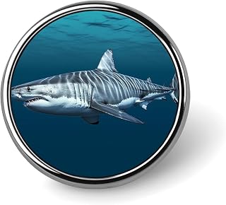 Great White Shark Fashion Brooches for Women Men, Lapel Pins | Exquisite Brooches Pin for Wedding, Round Lapel Brooch for Coat, Jewelry Accessory, Portable Brooch Clip for Birthday