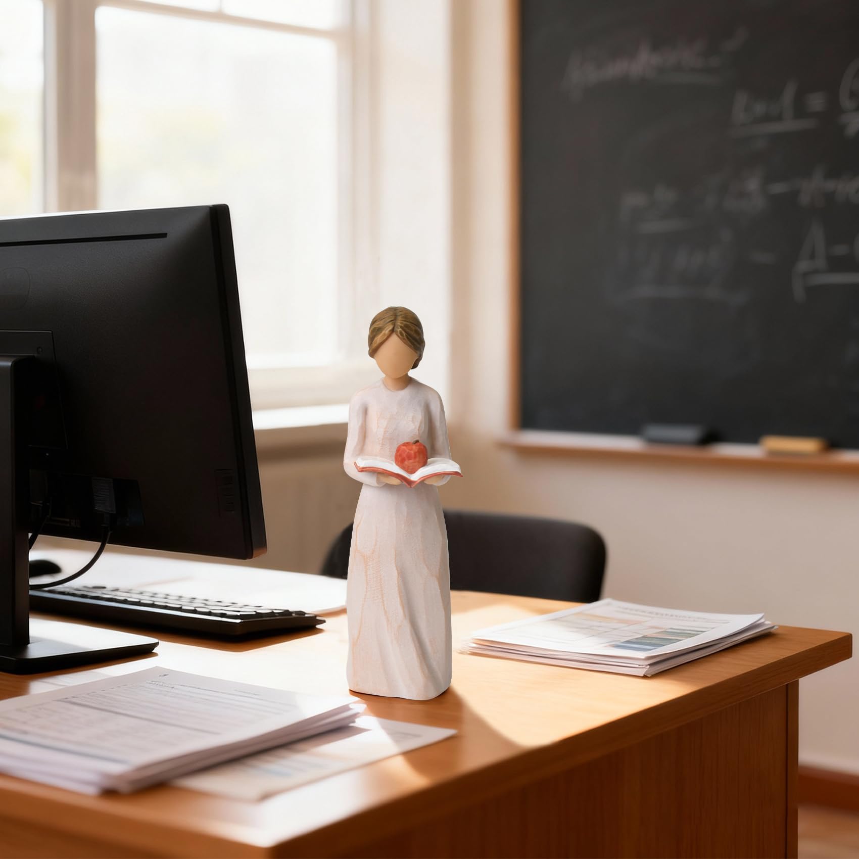 Lnrkai Regali di apprezzamento per insegnanti, statuette in resina dipinte a mano di donne in pensione, insegnanti, decorazione per scrivania per la casa, per la guarigione, apprezzamento e