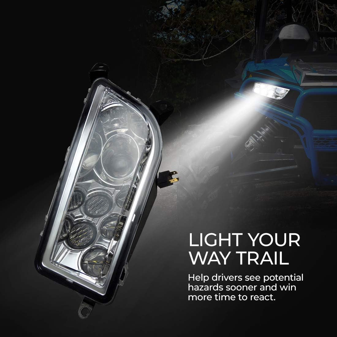 KEMIMOTO LED Headlight Compatible with Polaris RZR XP 1000 / Turbo / 900 2014-2023, IP67 Waterproof Front High Brightness Driving Lights Plug-and-Play Driving Lights Accessories
