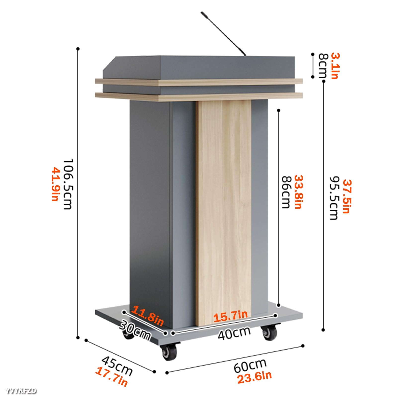 Générique Pupitre en Bois Portable et réglable avec Rangement pour églises et événements, Support idéal pour Les Enseignants, Les présentations et Les conférences (A4)