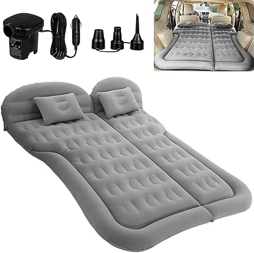SAYGOGO SUV colchón de aire para cama de camping  Cama de aire inflable engrosada para automóvil con bomba de aire eléctrica, superficie de flocado,