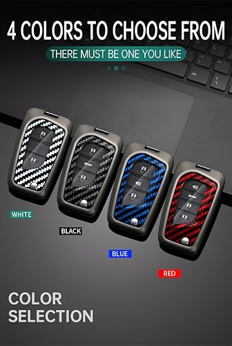 Miniatura 4 de ontto Funda para llave de automóvil compatible con llavero plegable Toyota, llavero de metal con patrón de carbono para Fortuner Tundra Camry RAV4