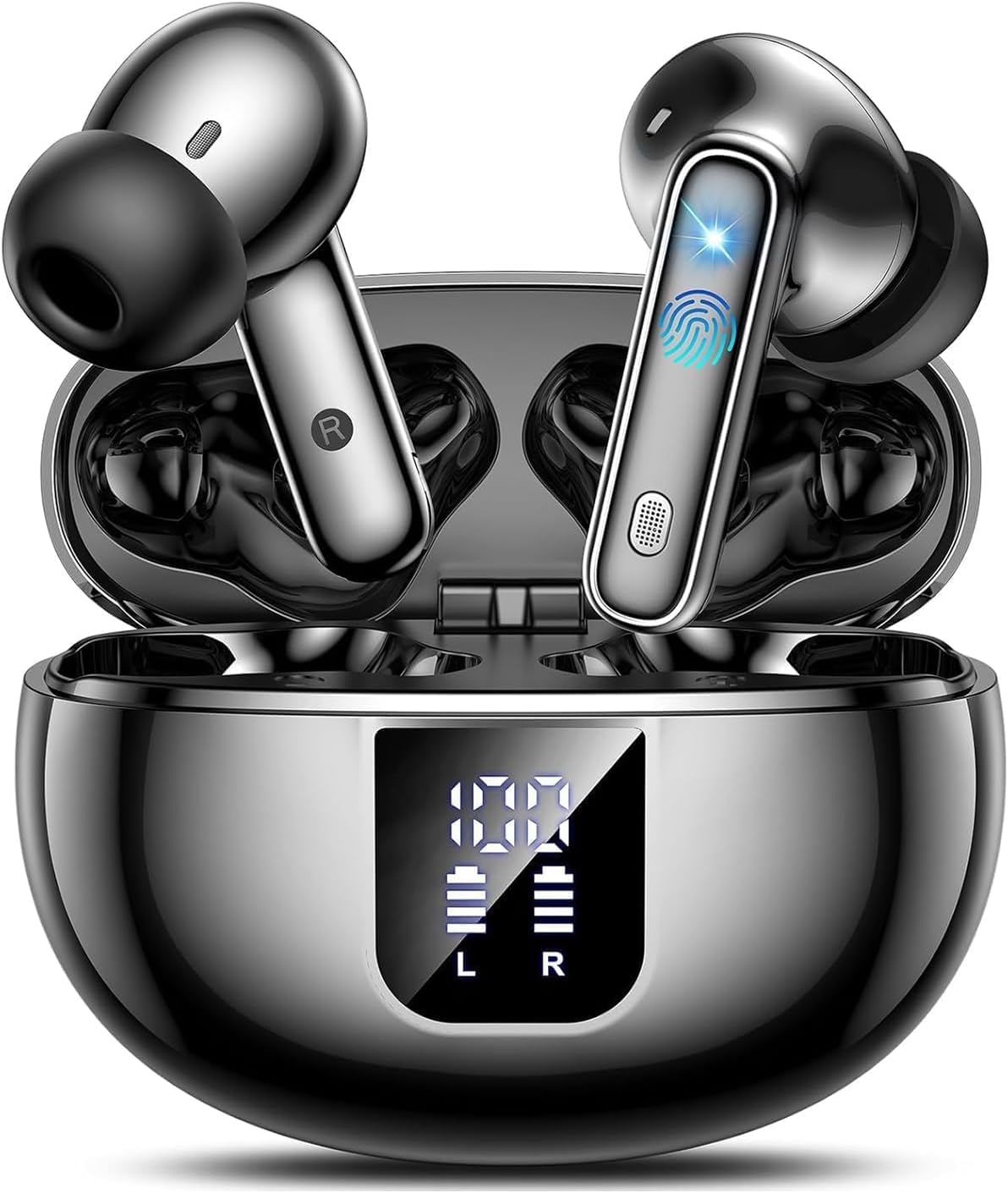 Wireless Earbuds,Bluetooth Headphones 5.4 HiFi Stereo,Wireless Headphones with 90H Standby,6 ANC Noise-Cancelling Mics,IP7 Waterproof in-Ear Earphones with Touch Control & LED Display Ear Buds