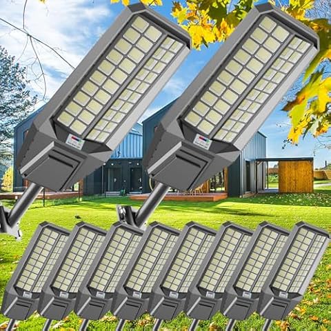 Jadisi 10-Pack 4000W Solar Street Light - 300000 Lumens, Dusk-to-Dawn, Waterproof, Ideal for Commercial & Outdoor Parking Lots - Energy-Efficient Solar-Powered, 3-Year Warranty Cover