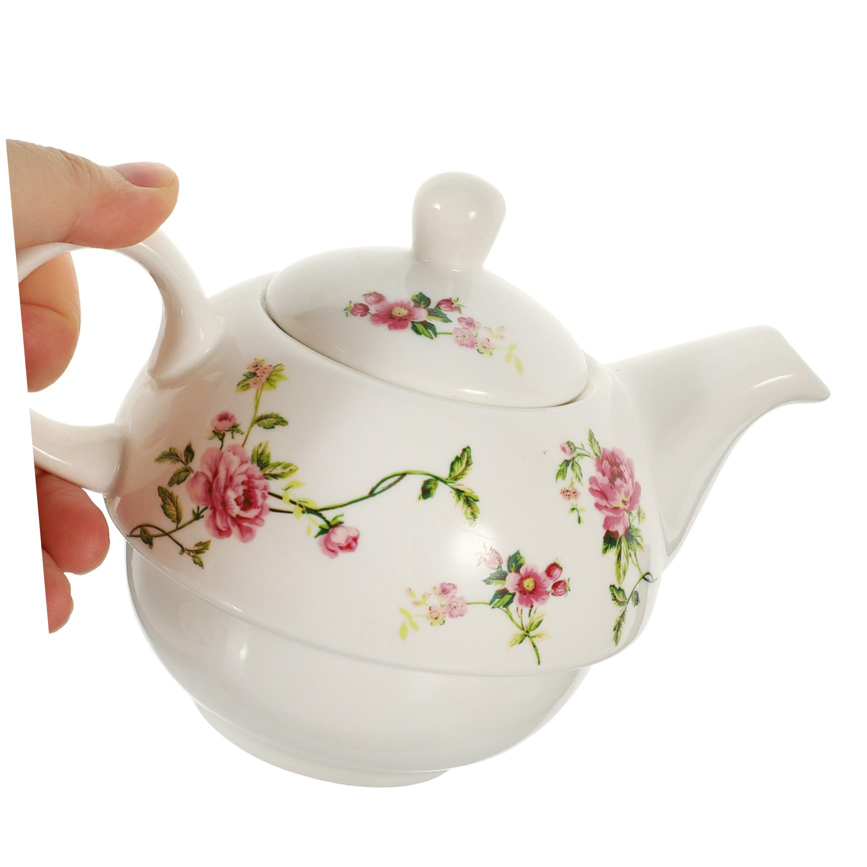 Service à Thé et Tasse en Céramique Blanc, 1 Set, Style Antique