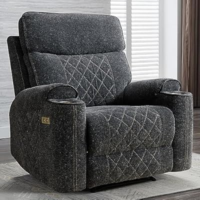 ANJ Classic Power Recliner Chair, Overstuffed Electric Recliners with with Double Layer Backrest and Cup Holders, Comfy Reclining Single Sofa for Living Room by ANJ