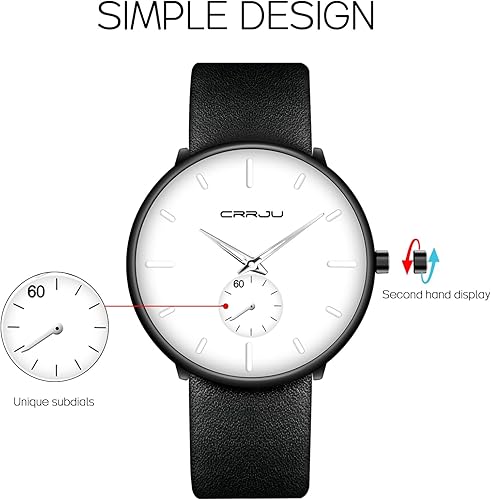 Miniatura 6 de FIZILI Mens Watches Ultra-Thin Minimalist Waterproof-Fashion Wrist Watch for Men Unisex Dress with Leather Band