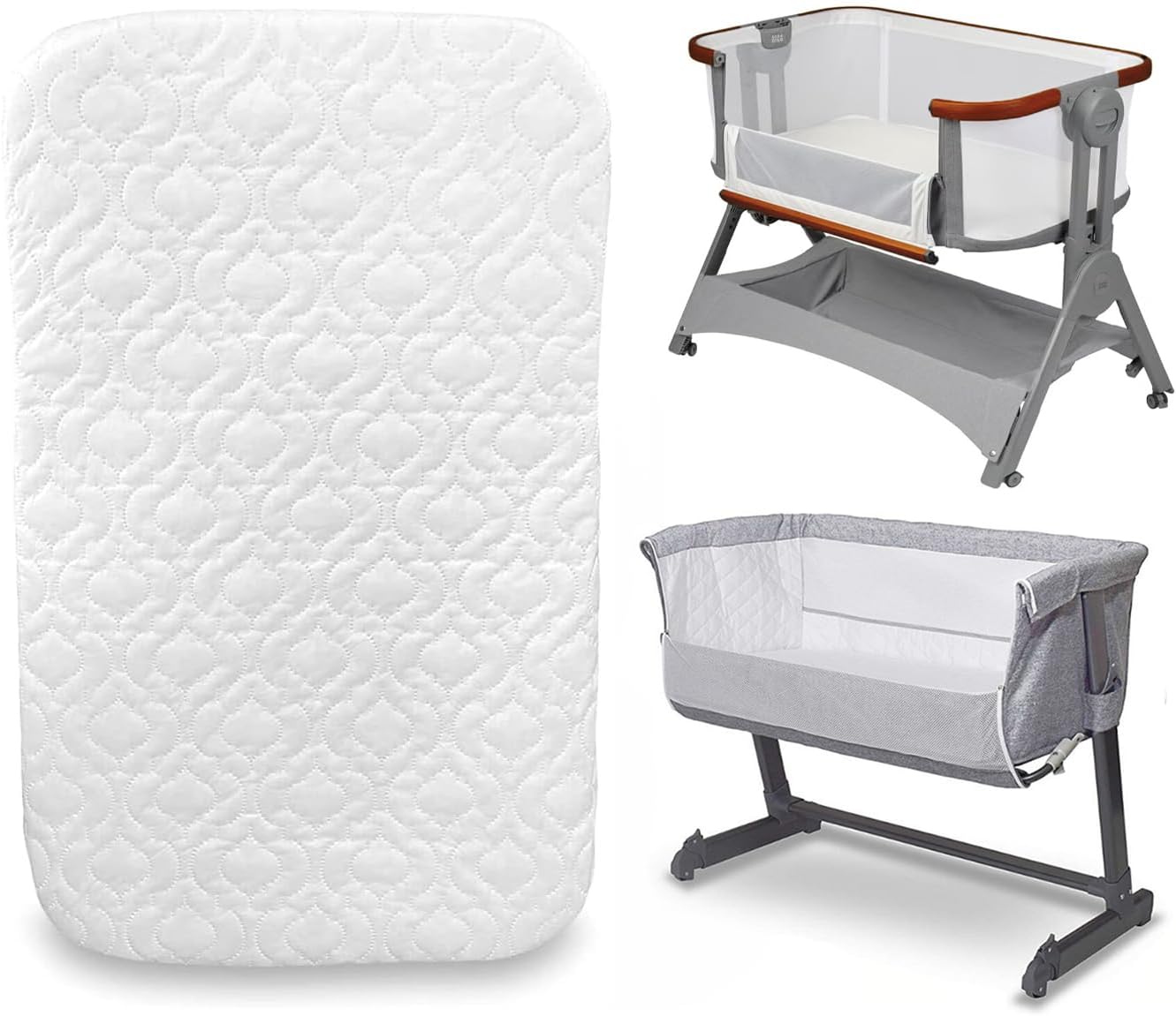 Next to Me Bedside Crib Mattress Compatible to Fit Baby & Toddler Crib Super Soft & Extra Thick Foam Breathable Quilted Cover (90x40x5cm)