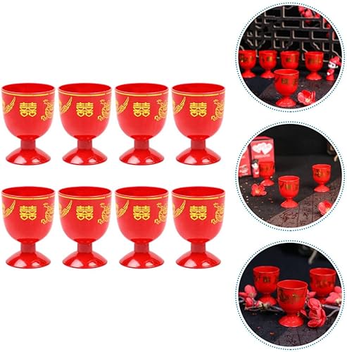 Miniatura 6 de Hemoton Oporto 8 unids Copa de vino tinto Copas para beber vino Retro Vasos de chupito chino tradicional chino boda boda antigua taza de vino para