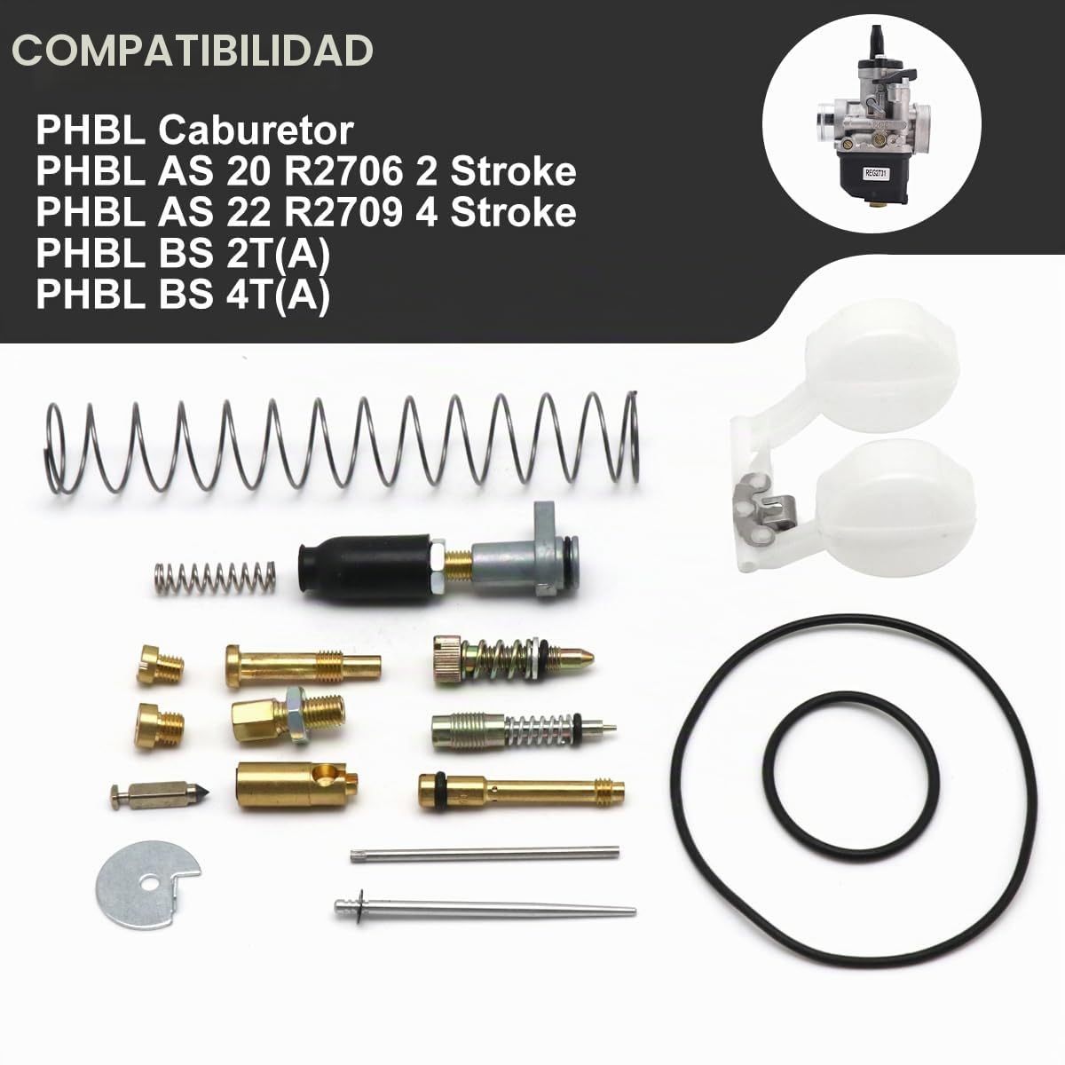 Kit de reparación de carburador, atomizador de estrangulador flotante para PHBL PHBH, kit completo de reconstrucción de carbohidratos