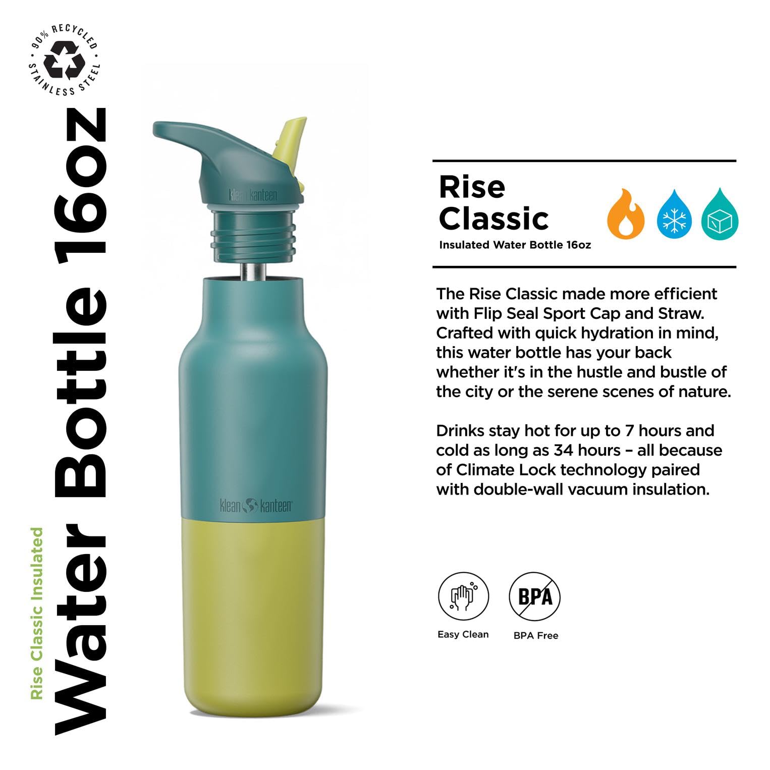Amazon.com: Klean Kanteen Rise Classic Insulated Water Bottle