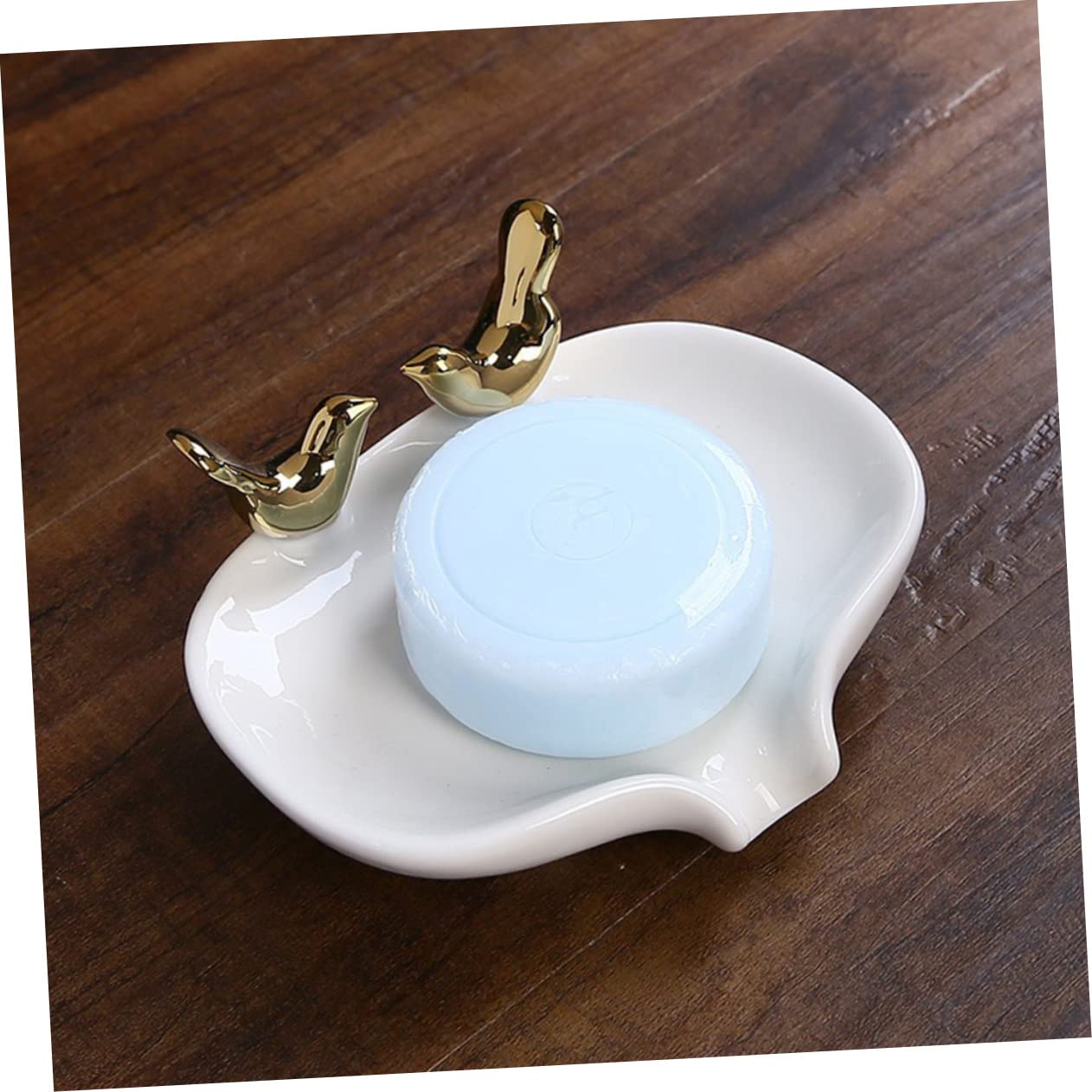 WOONEKY 1pieza Jabonera De Cerámica Elegante para Baño Soporte De Jabón Drenaje Natural Diseño Moderno Necesidad De Taladro