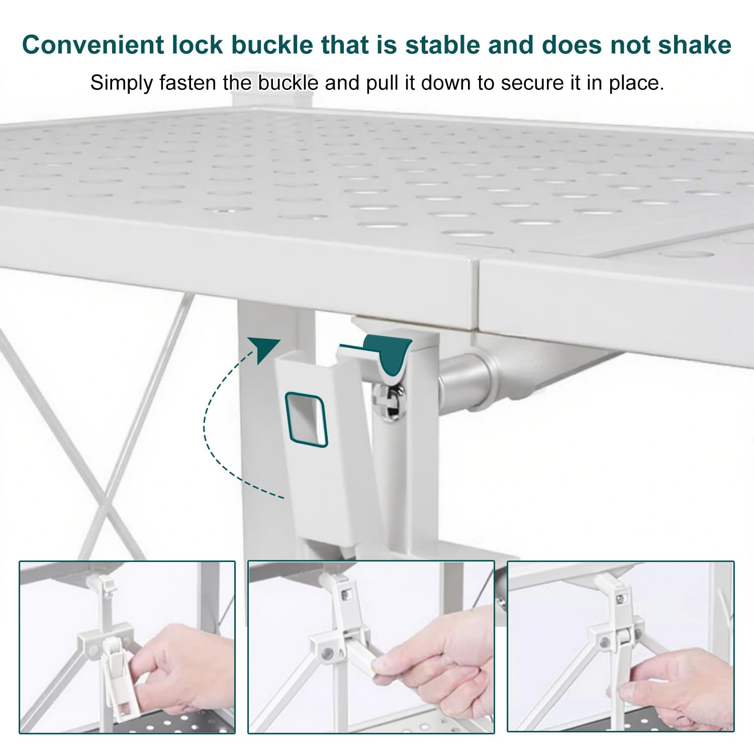 Estantería plegable de 4 niveles, armario multiusos de metal con ruedas, 80 kg, para cocina, baño, salón (blanco)