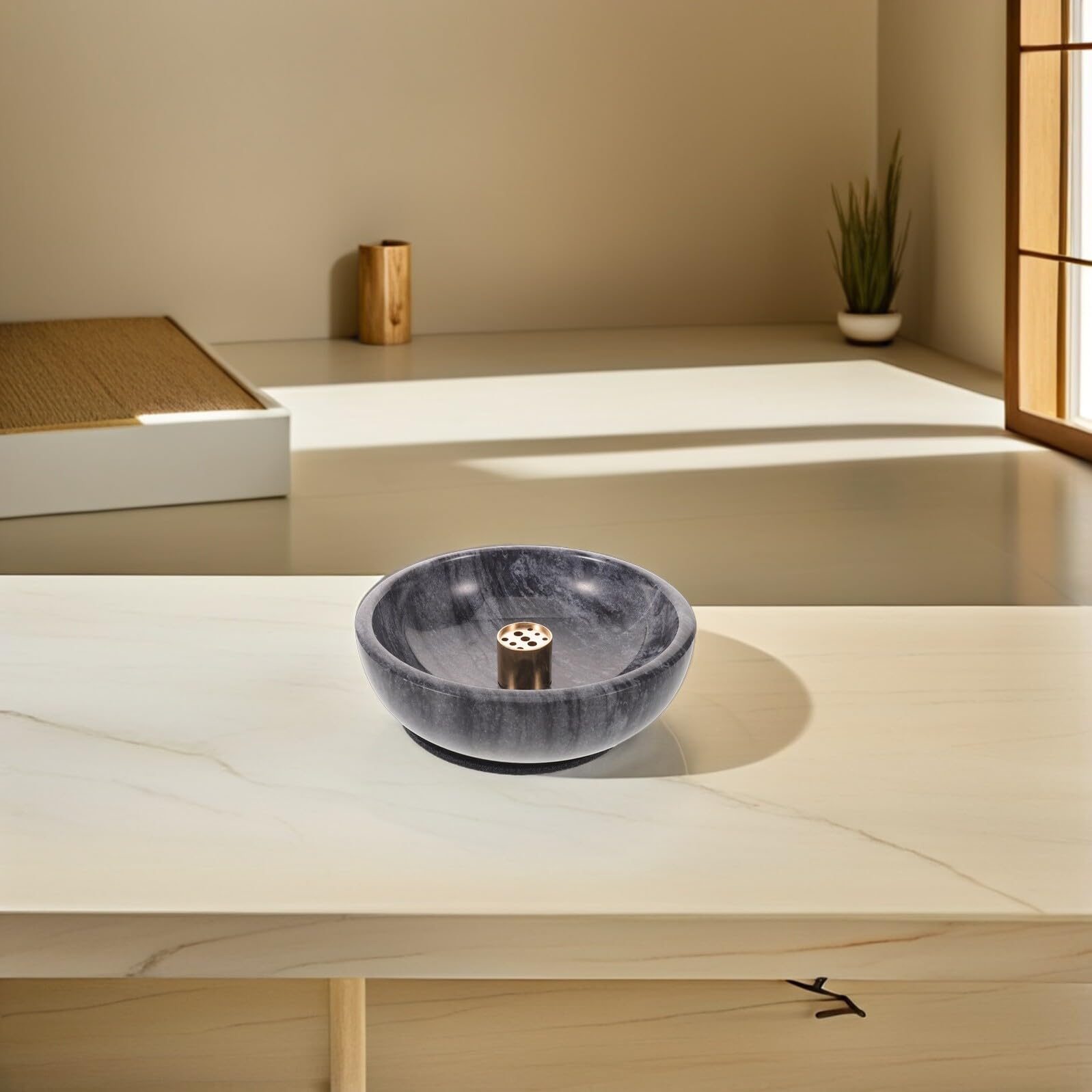 Toyvian Soporte Vertical para Varitas de Incienso Negro Bandeja Recogecenizas de Mármol, Quemador de Incienso Cónico y Cuenco para Sahumar Hierbas Aromáticas, Adecuado para Decoración