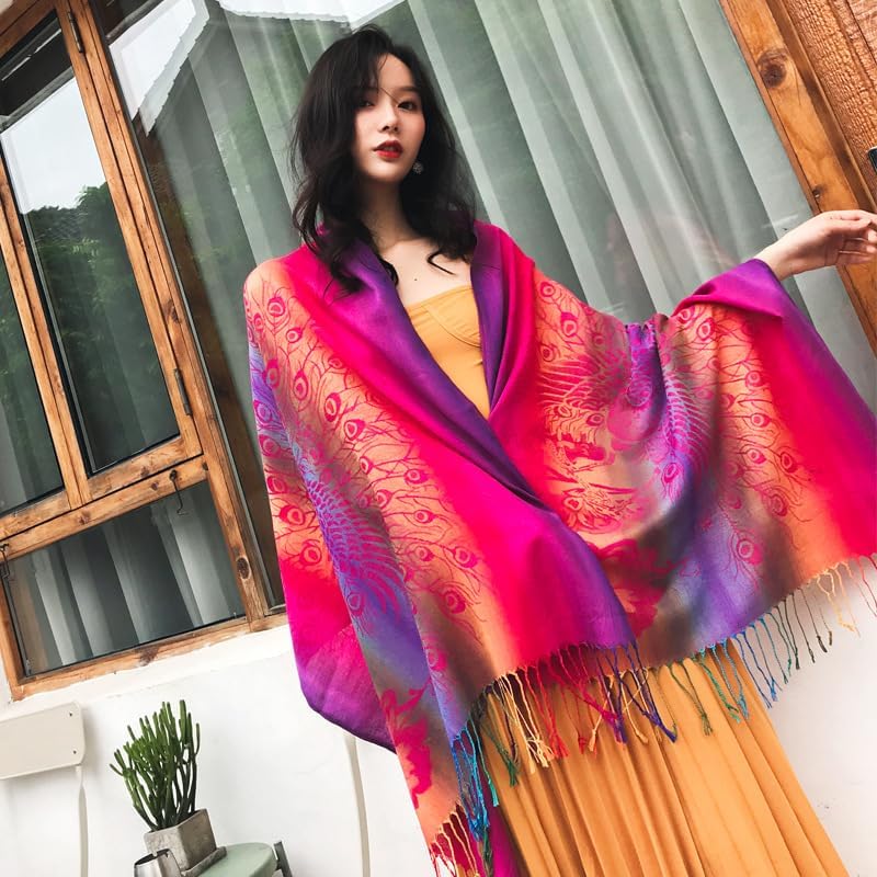 Fashion Women's Silk Scarf Luxury Satin Shawl Wraps2