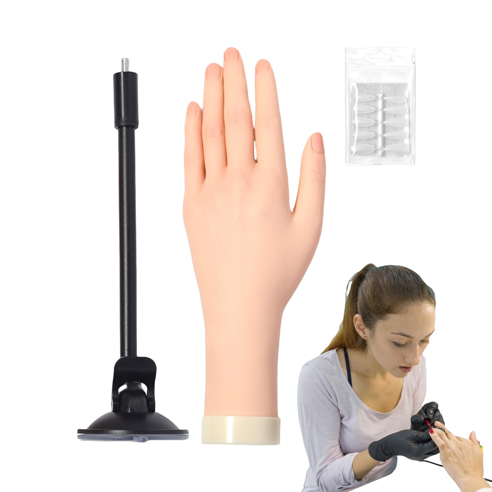 Mano da allenamento per unghie – Modello a mano flessibile e morbido, modello a mano per manicure | Strumento per la per principianti per donne, adolescenti, ragazze, dimostrazioni salone