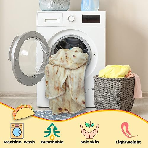 Miniatura 8 de HDFK Manta de tortilla tamaño adulto niños realista comida polar amarillo queso taco manta manta manta franela divertido regalo novedad 71 pulgadas