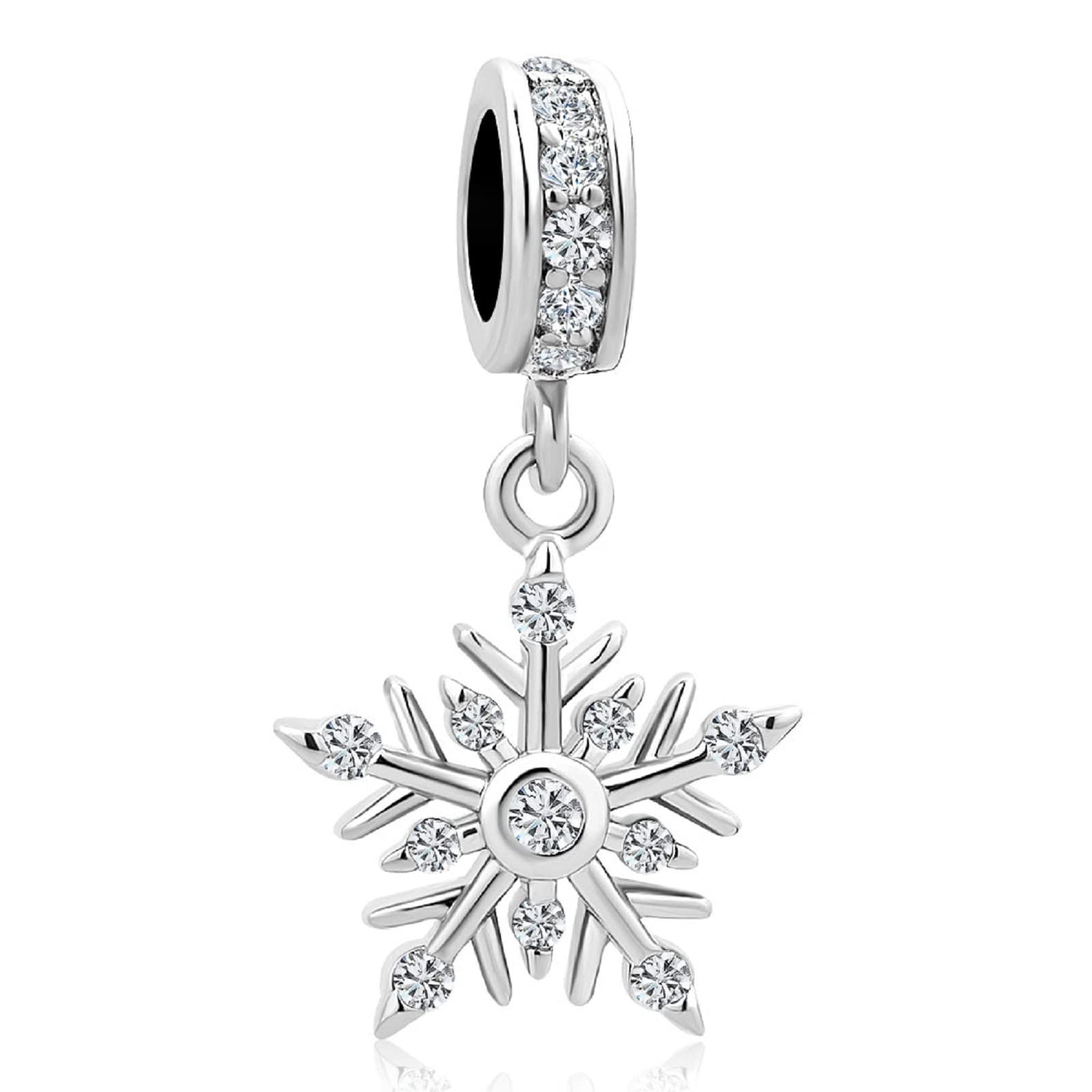 Jewelry Christmas Snowflake Dangle Charms Compatible with Pandora Bracelets