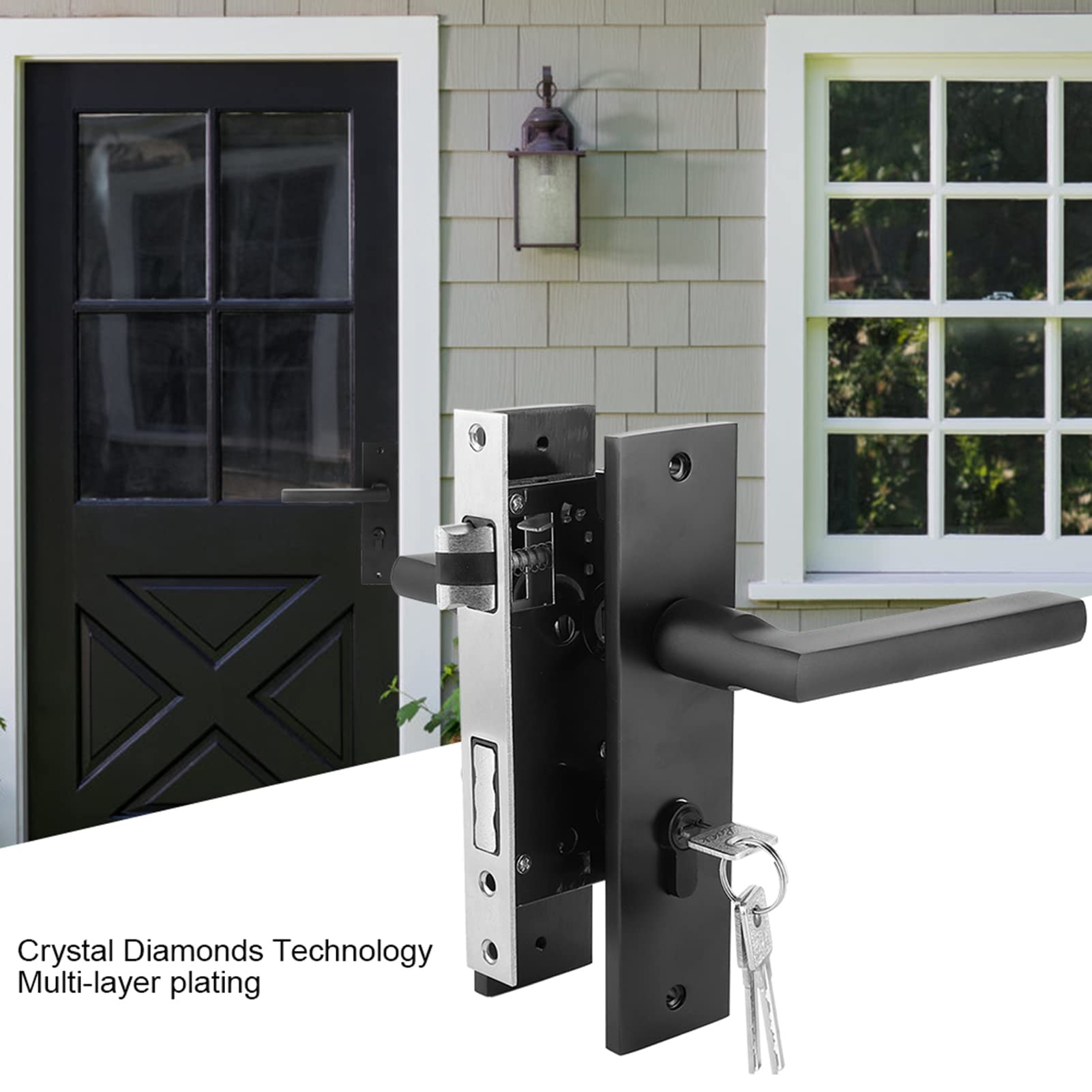 Kamer Deurslot Ruimte Aluminium Slaapkamer Deurslot Home Security Slaapkamer Handvat Slot Met Sleutels Schroef Zwart