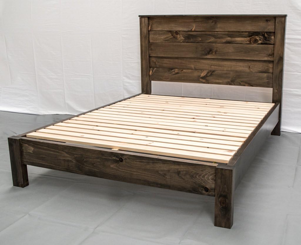 Rustic Farmhouse Platform Bed w Headboard - Full / Traditional Platform Frame / Wood Platform Reclaimed Bed / Modern / Urban / Cottage Platform Bed