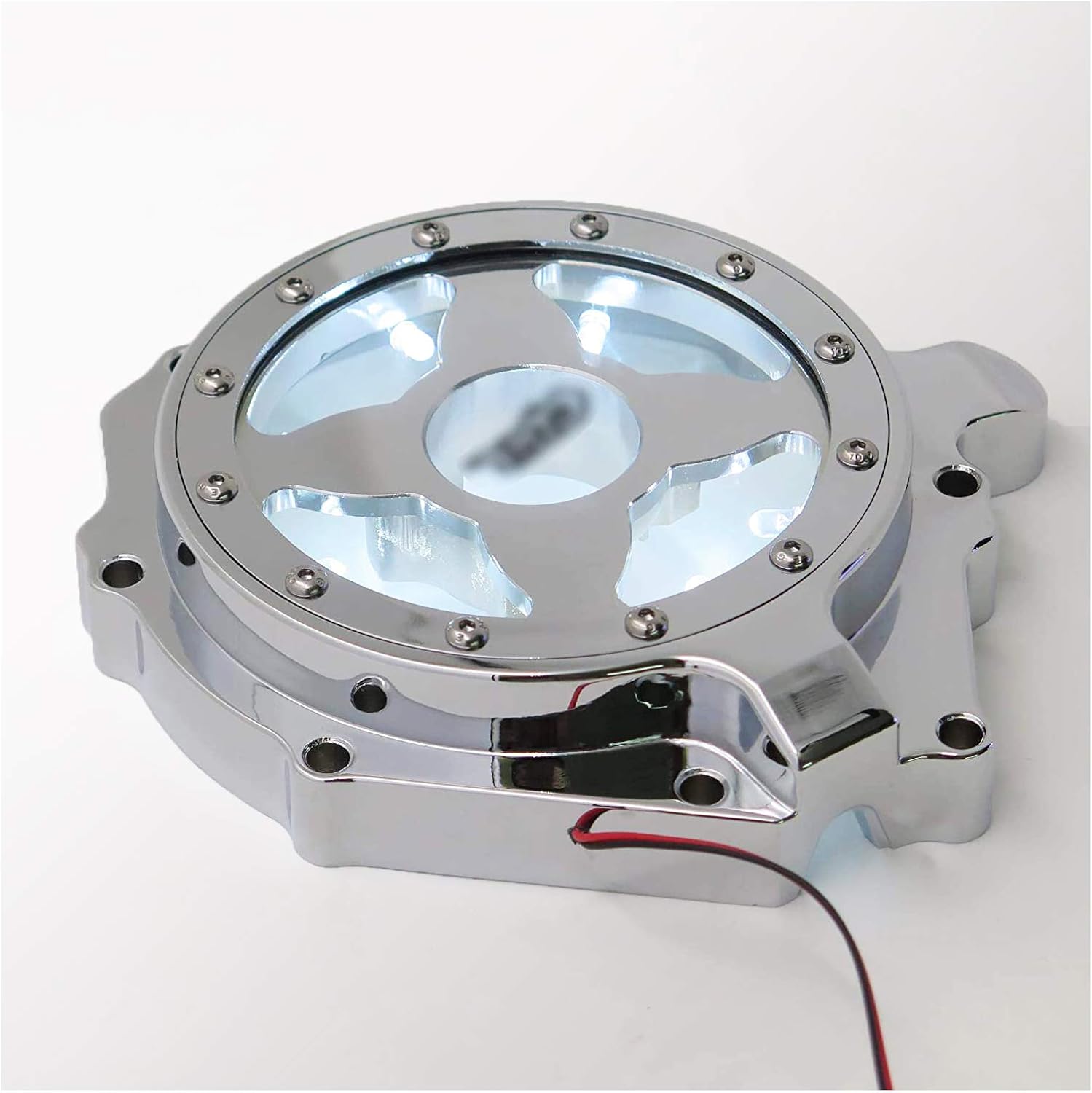 XKH- Glass See Through Engine Stator Cover Compatible with Suzuki Gsx1300R Hayabusa 1999 2013 chromed white led motorcycle [B07LCT1RQG]