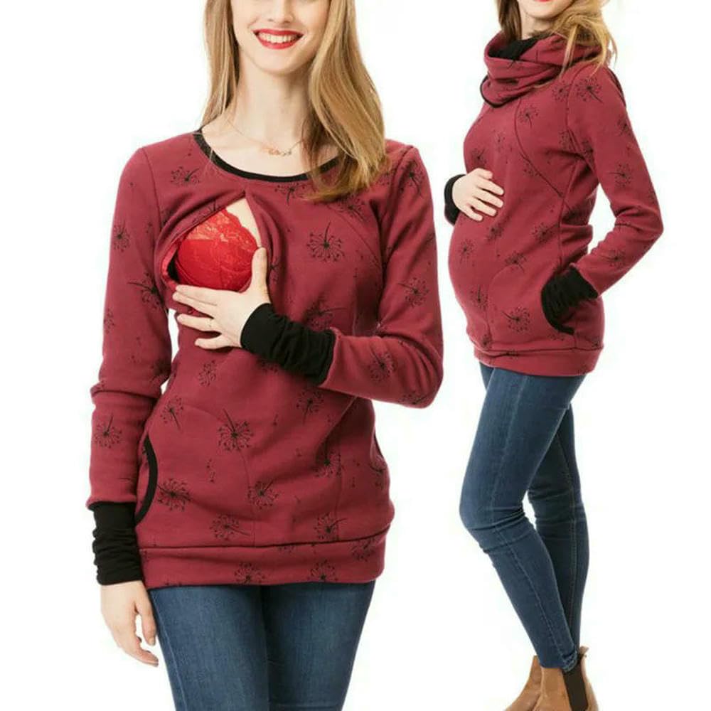GLDFW - Sudadera con capucha de maternidad y lactancia, para invierno y otoño, embarazadas, para mujeres embarazadas