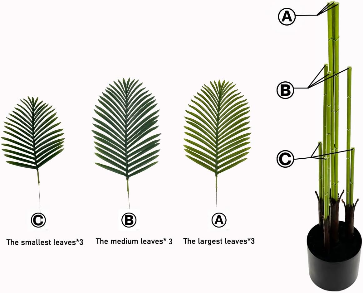 Kiko Artificial Palm Tree -4 Ft Tall Fake Floor Plant Greenery Potted Plants for Office,Gymnasium Room, Living Room, Dinner Room, Shopping mall,Artificial Plant for Indoors and Outdoors