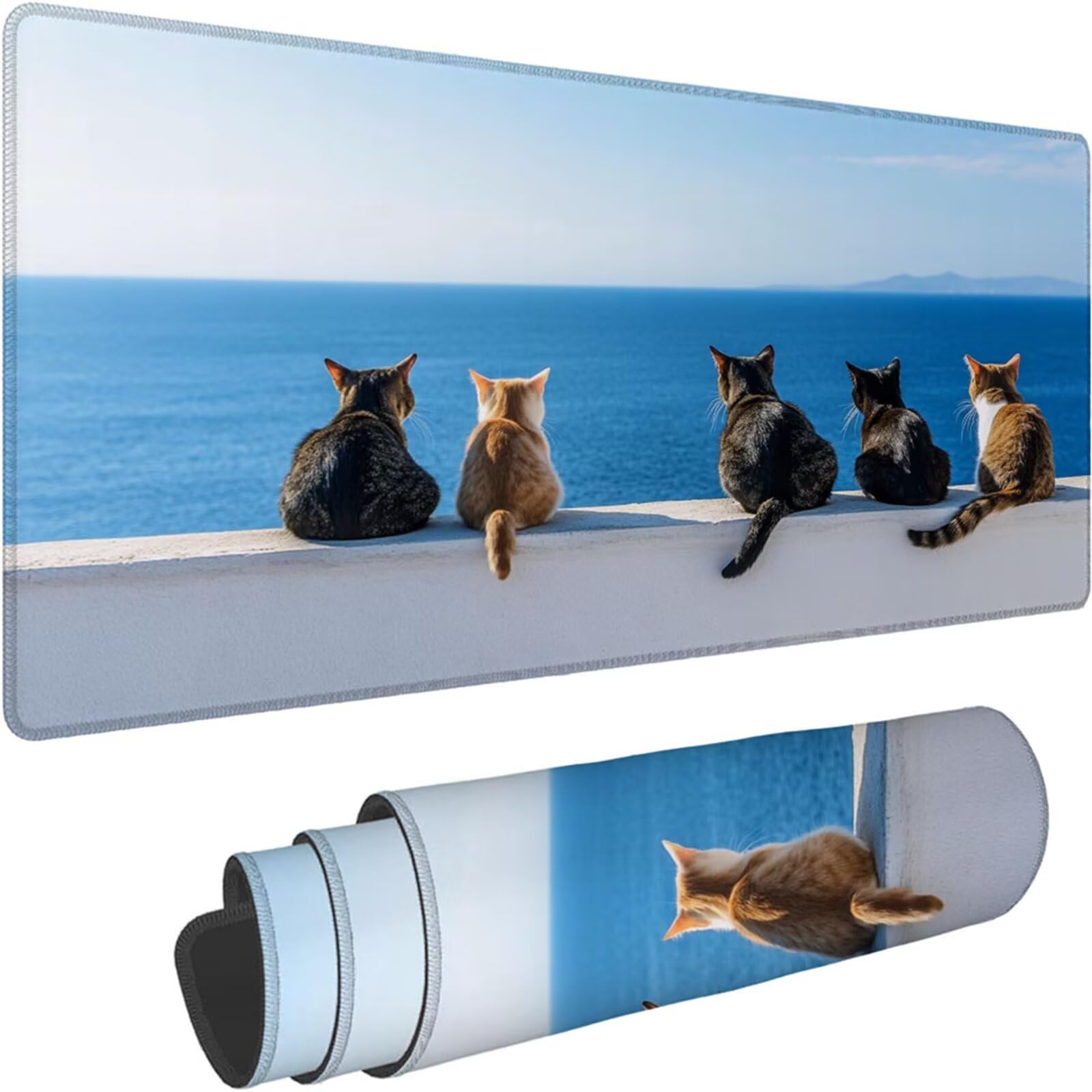 Gamingowa podkładka pod mysz 1200 x 600 x 3 mm, XXL, wodoszczelna, odporna na ścieranie, z przyszytymi krawędziami, niebieska, podkładka na biurko, poprawia prędkość i precyzję pod laptopa, komputer