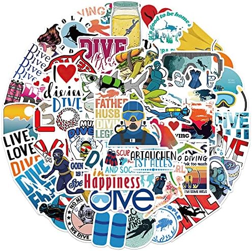 Cool Scuba Diver Stickers for Laptop Diving Adventure Undersea Sports Stickers Car Motorcycle Bicycle Luggage Helmet Graffiti Patches Skateboard Stickers (Diving Sports)