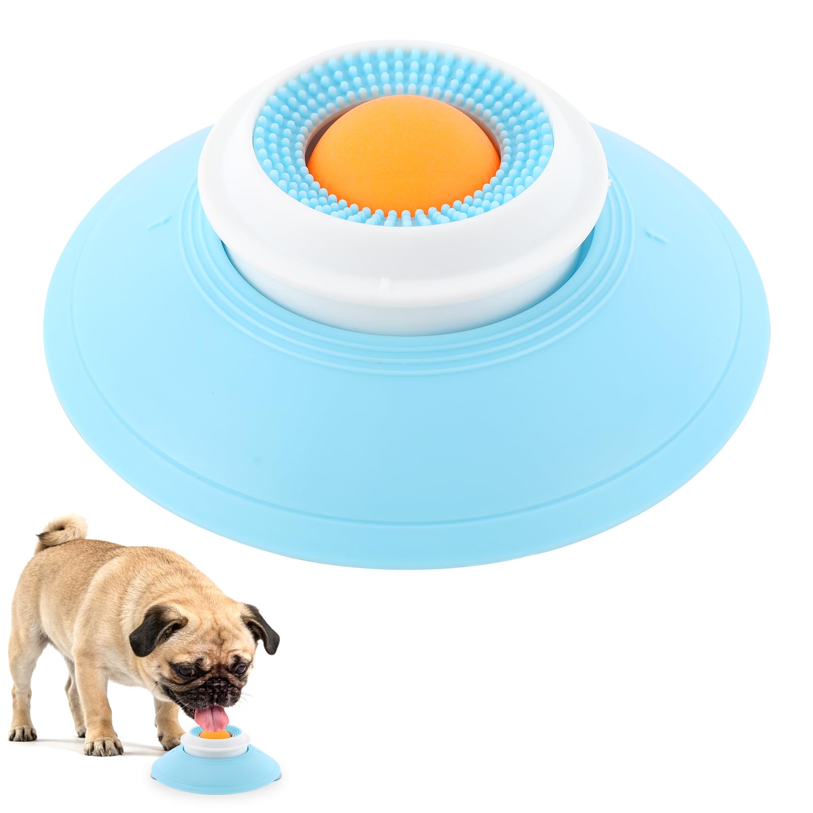 Dog Cat Licks Toys, Pet Lick Sphere, Non-Slip Enrichment Licking Ball Bowl, Canine Liquid Food Slow Licky Treat Feeder, Calming Interactive Toy for Dogs & Cats