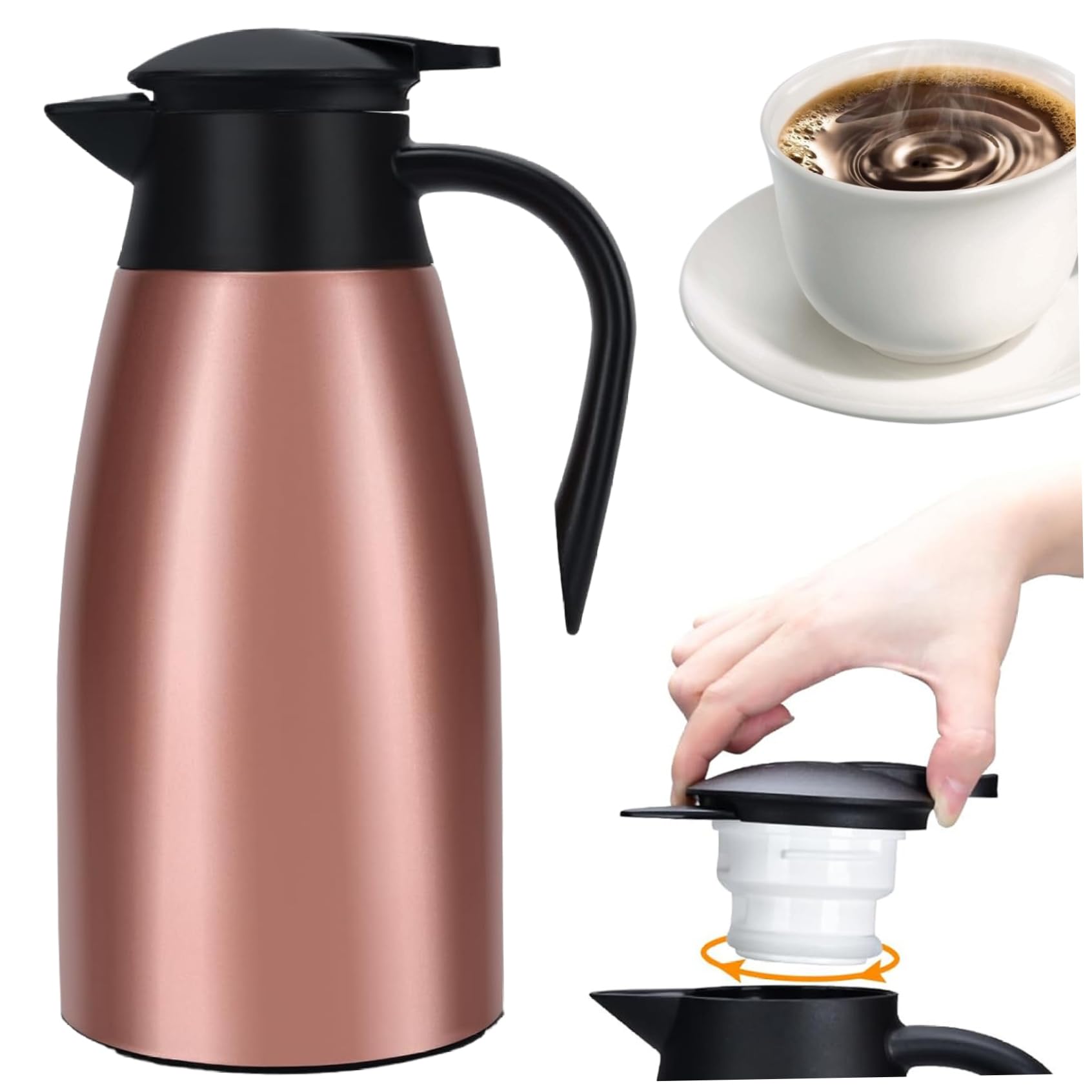 Pot isolé sous vide double paroi 2L pour café et thé