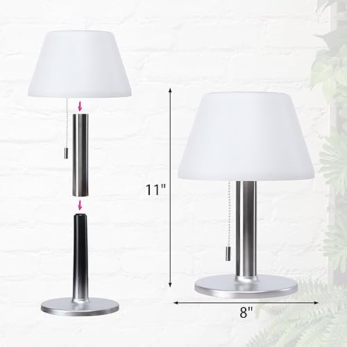 Miniatura 4 de Lámpara de mesa solar inalámbrica para exteriores, impermeable, para dormitorio, 11 pulgadas, luz nocturna suave regulable para césped, piscina,